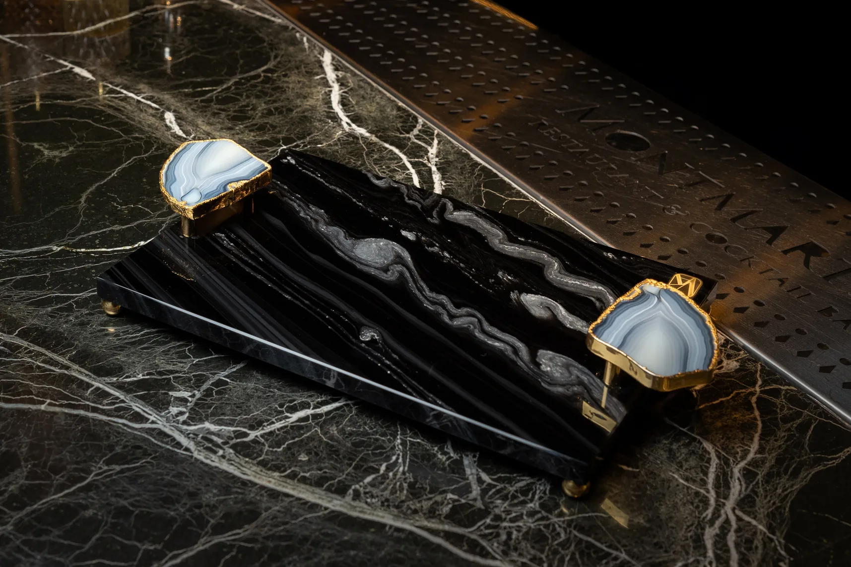Cheesboard with Agat and Gold